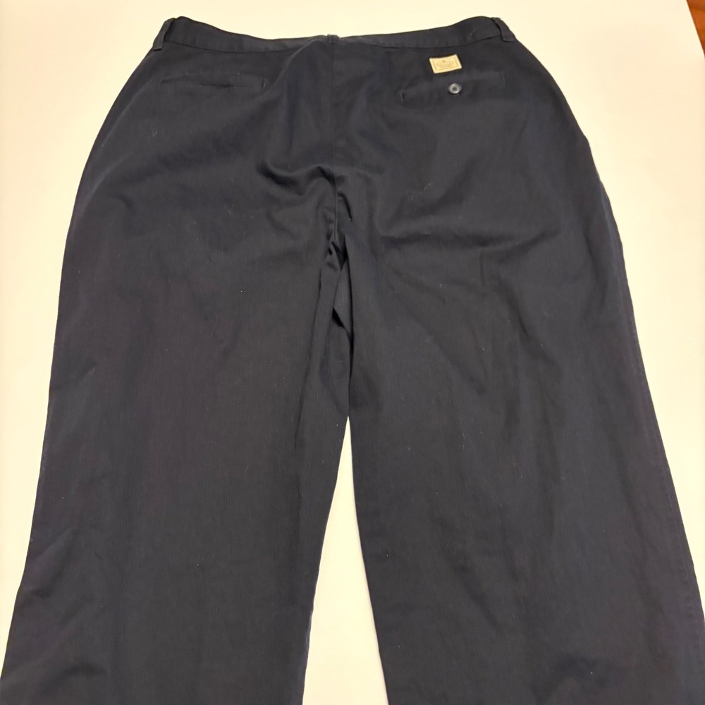 Lauren Ralph Lauren Pants Women 16W Navy Blue Wide Leg Cotton Twill Trousers